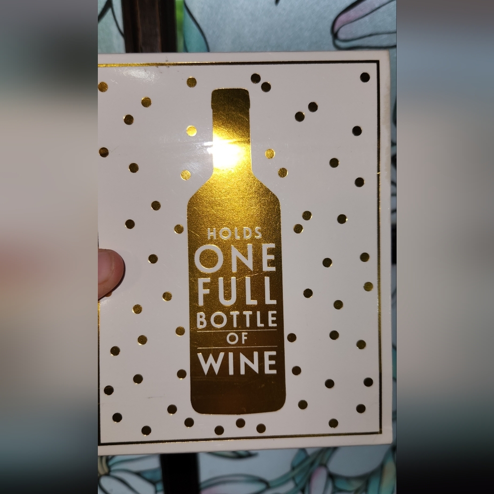Green Festive Wine Glass with Colorful Tree Design - Holds One Bottle - Picture 2 of 5